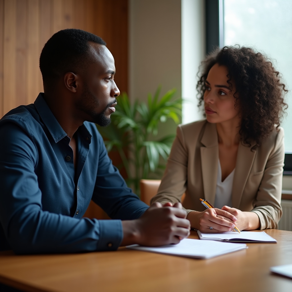 Sessione di coaching individuale tra coach e professionista